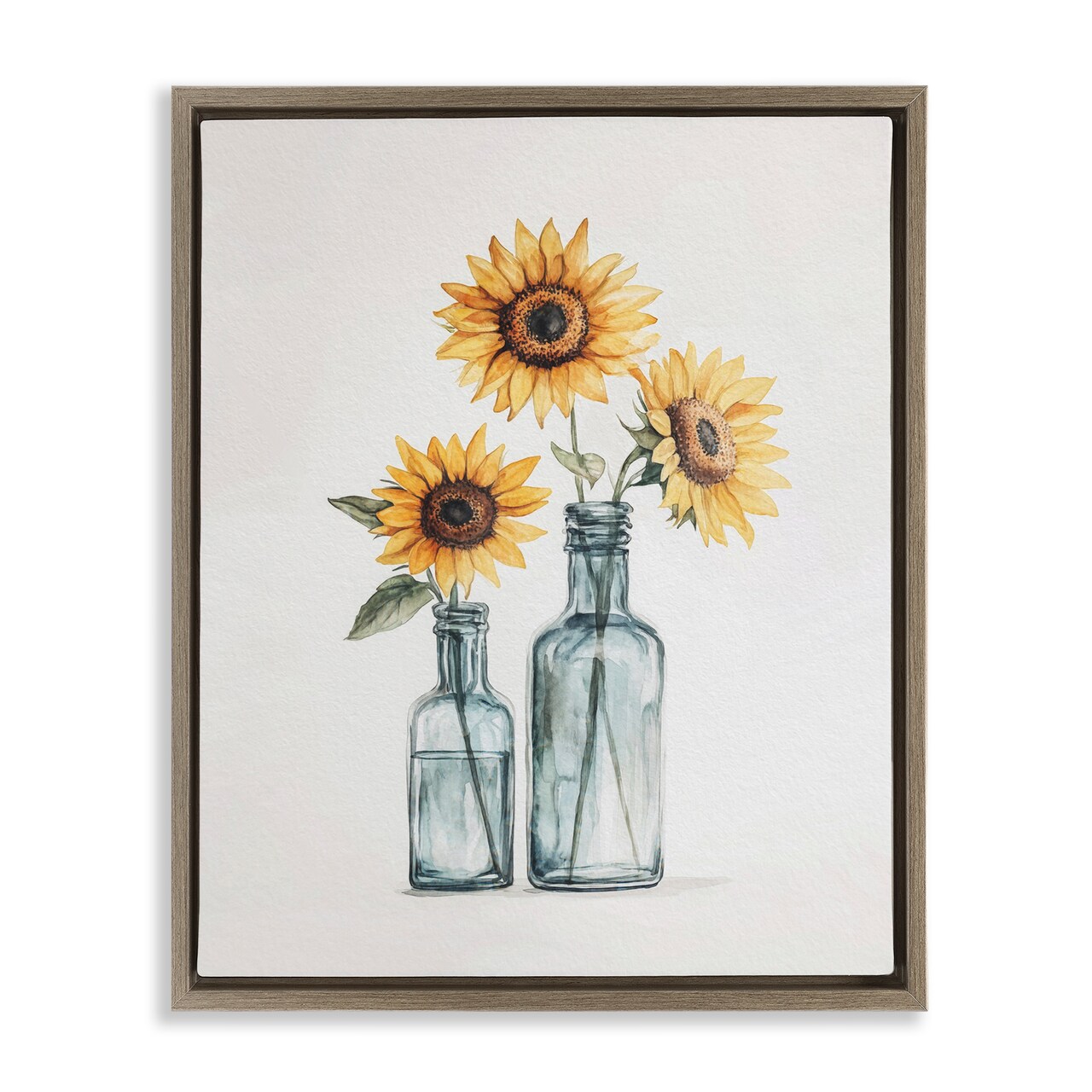 Stupell Industries Sunflowers in Bottles Trio Floater Framed Canvas Wall Art Design by Svetlana Aleynikova